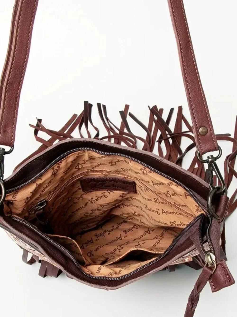 American Darling Boho Fringe Tooled Crossbody Bag